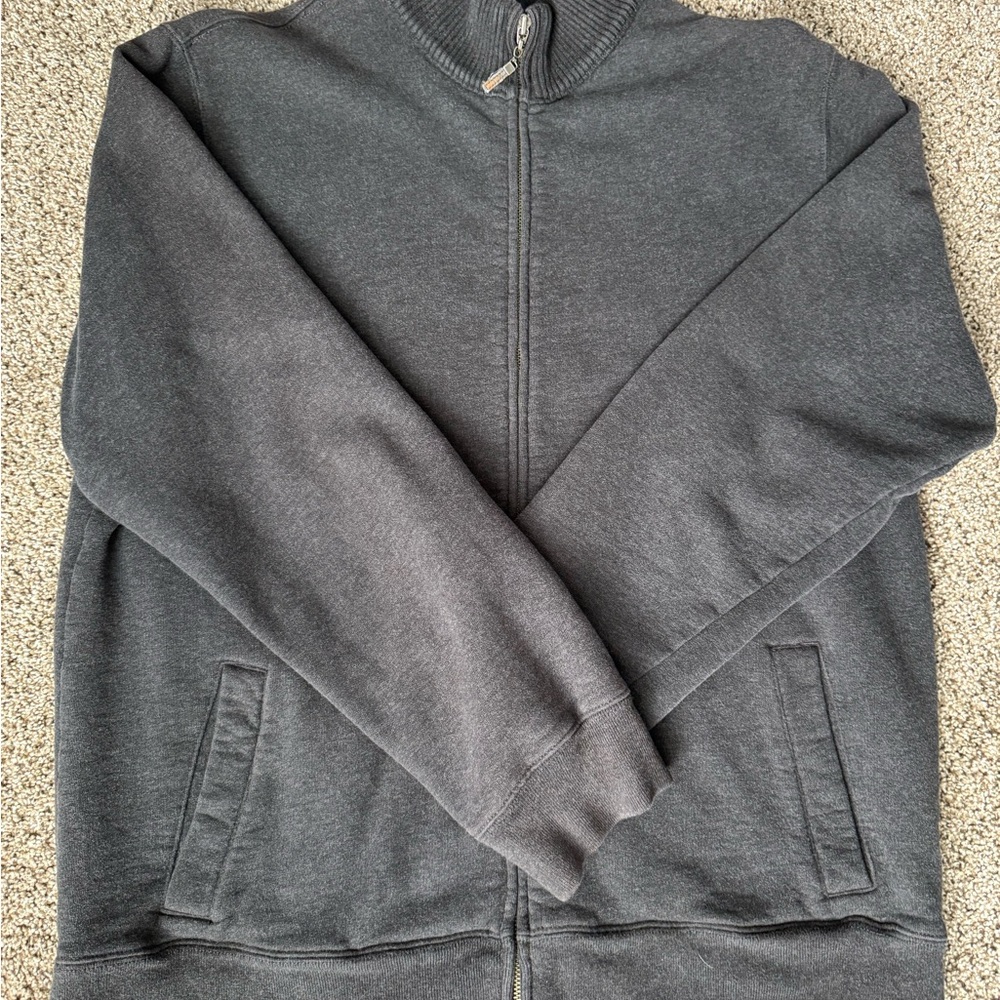 Lands' End Men's Charcoal Zip-Up Sweater